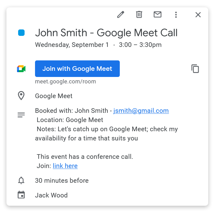 Google Calendar Confirmation